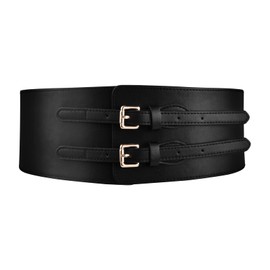 Tinsellns Wide Corset Elastic Waist Belt, Stretchy Corset Cinch Belt Women Retro Cinch Wide Waist Belt, High Waist Leather PU Cinch Waistband Belts For Dresses, 31.5 * 3.9in