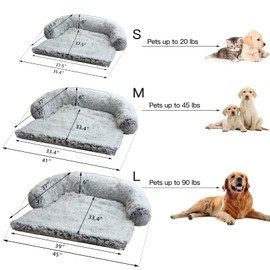 Calming Dog Bed Fluffy Plush Dog Mat for Furniture Protector with Removable Washable Cover for Large Medium Small Dogs and Cats (Small(35x31x5), Light Grey)