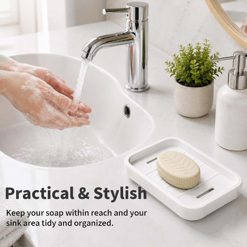 Draining Soap Dish 2-Pack – Holder for Bathroom & Kitchen