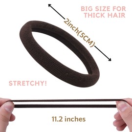 60 Pcs 2 Inch Neutral No Damage Hair Ties for Women Thick Hair, Large Soft Seamless Nylon Fabric Elastic Hair Ties Ponytail Hair Holders Hair Elastics Hair Band for Women