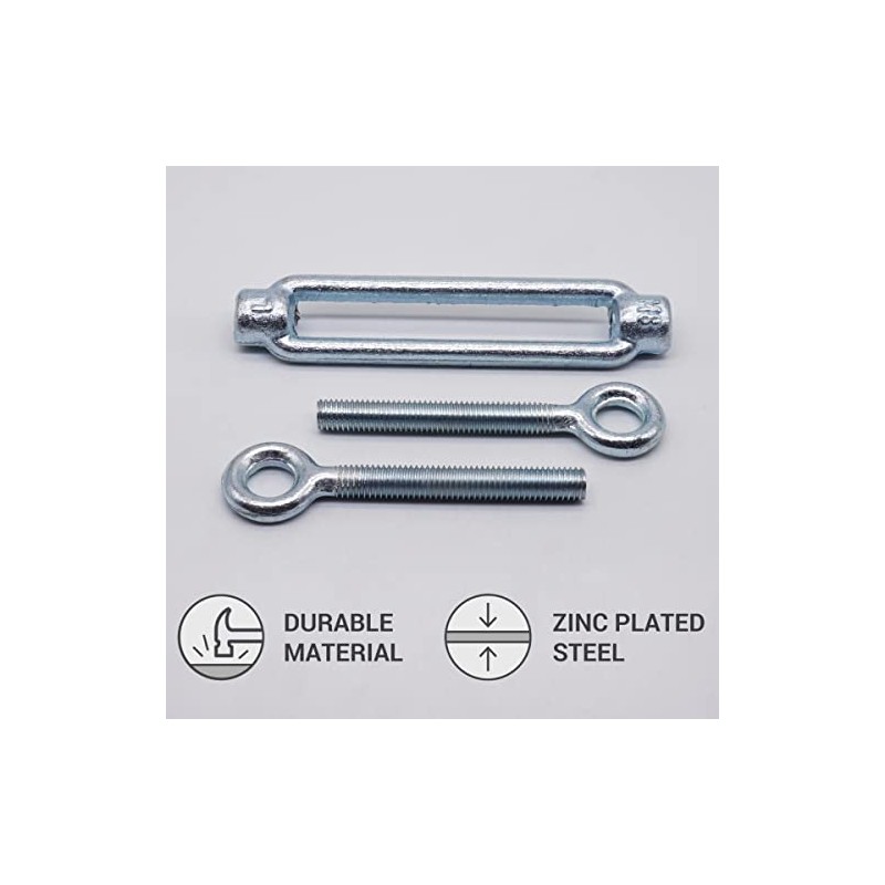 Turnbuckle Wire Tensioner M8, Adjustable Turnbuckles Eyelet and Eyelet, Rope