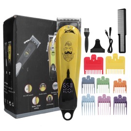 Vintage Oil Head Hair Clipper Men Electric Hair Trimmer with 8pcs Guide Comb Gold