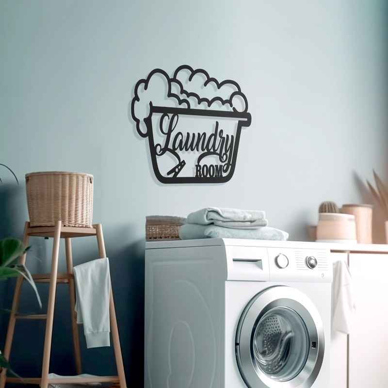 Bnesi Laundry Wall Decor Sign, Farmhouse Decoration Metal Wall Art