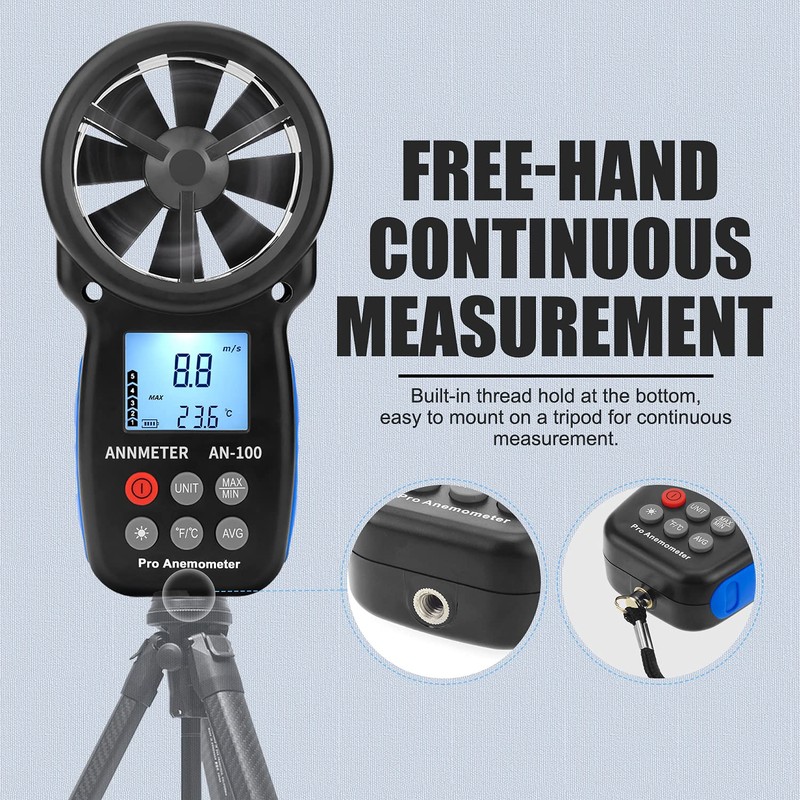 AIOMEST Handheld Wind Speed Meter Anemometer, Digtial Air Flow Tester