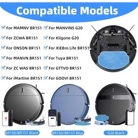 Replacement Parts for MAMNV BR151, for ZCWA BR151, for MANVINS G20, for Kilgone G20, for ONSON BR151, for MANVN BR151, for ZC WAS BR151, for iMartine BR151 Robot Vacuum,6 Side Brush,4 Mop Pad,4 Filter - Color: Set A
