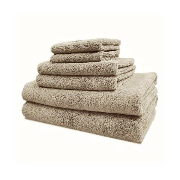 Polyte Oversize, 60 x 30 in., Quick Dry Lint Free Microfiber Bath Towel Set, 6 Piece (Beige)