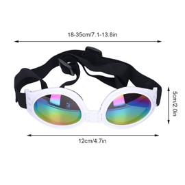 Pssopp Pet Goggles Dog Sunglasses Waterproof Windproof Foldable Puppy Goggles UV Sun Glasses for Medium and Large Dogs[White] Sunglasses