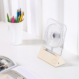 Pomya Desk Fan, Strong Airflow Table Personal Fan 4 Wind Speed for Travel for Home (Transparent Beige)