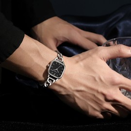 LANZOOM Unisex Black Watches for Women and Men Easy Read Ladies Wrist Watches 316L Stainless Steel Case and Bracelet,Minimalist Casual