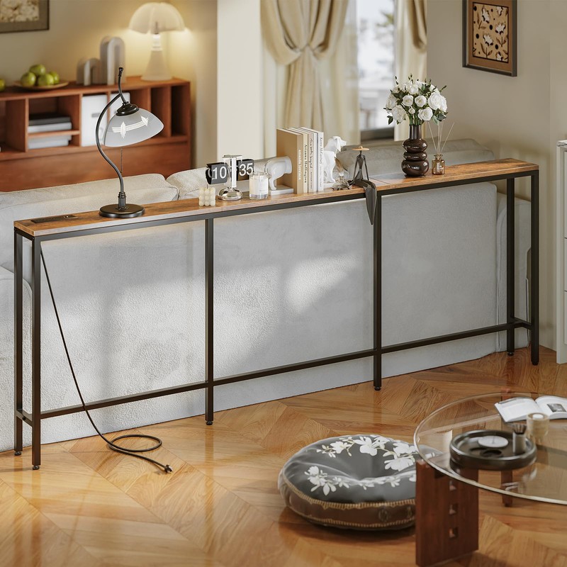 FLORIHOMA 78.7" Behind Couch Table with Fast Charging Station, 7.1"