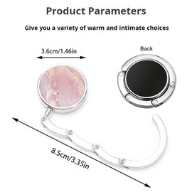 MYLEUS 6Pcs Marble Pattern Foldable Handbag Hook, Zinc Alloy Purse Hanger with Anti-Slip Pad, Magnetic Closure for Table, Chair, Bar