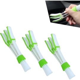 Mini plumero de 3 piezas para ventilación de aire de coche, limpiador de tablero de microfibra suave de 3 brazos, herramienta de limpieza de cabezal de cepillo para polvo desmontable lavable