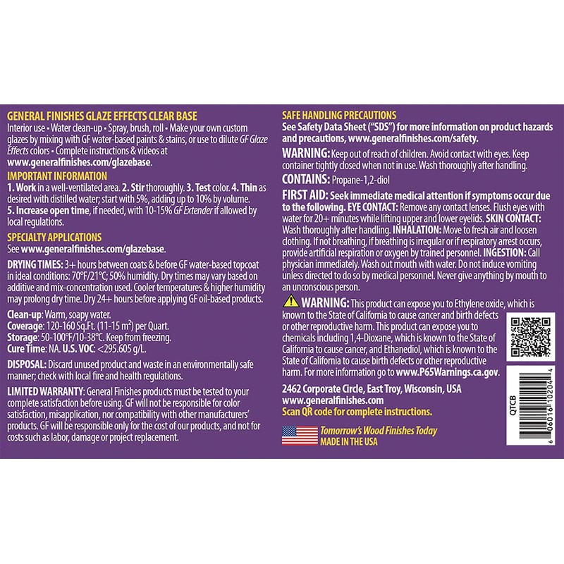 General Finishes Water Based Glaze Effects, 1 Pint, Clear Base