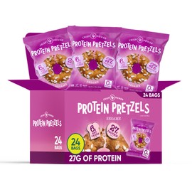 Crisp Power Protein Pretzels, Sesame, High Protein Vegan Keto Snack, 27 G Plant Based Protein, Low Carb Crunchy Pretzel Snacks, Sugar Free, No Seed Oils, 1.75 oz Bags, 24 Pack