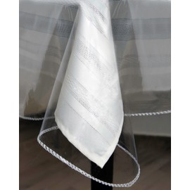 BRODER MFG. INC. Tablecloth Protector Crystal Clear Vinyl (52"x70" Oblong) | Thick, Durable Clear Table/Tablecloth Protector | Perfect for Parties, Special Occasions, Gatherings, and Everyday Use