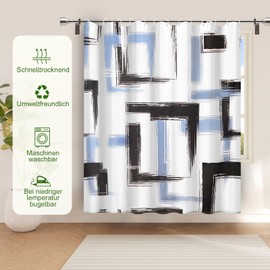FeinKulturia Shower Curtain 180 x 200 cm, Thickened Geometric Pattern Design, Washable Polyester Textiles, Anti-Mould, Waterproof Bath Curtain with 12 Shower Curtain Rings and Weighted Hem