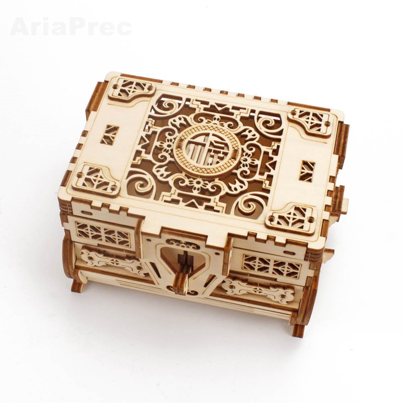 3D Wooden Mechanical Jewellery Box Puzzle - Antique Treasure Box