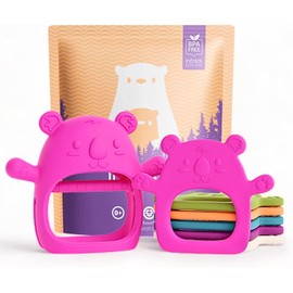 Infatot® Teething Toys for Baby Gifts - 2 Pack Koda Koala Teether Mitten Glove, Baby Essentials for Newborn, Teething Mitten for Babies - Baby Toys 0-6 Months 6+ Hand Teethers for Babies - Bright Pink