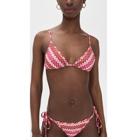 Ramy Brook Women's Azura Bikini Top, Flame Chevron, Red, Print, XL