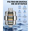 ANBIUX Purificador Agua Ducha 20 Etapas Cromado 3 Cartuchos Recambiables