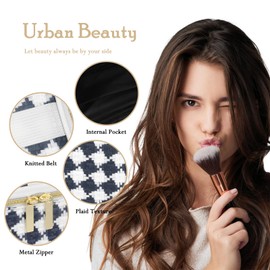 AOYUNHUI Cosmetic Bag, Portable Makeup Bag，Portable Travel Clutch Bag Small Cosmetic Bag for Women and Girls-Dark Blue