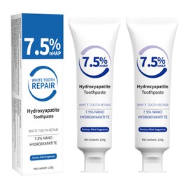 7.5% Hydroxyapatite Toothpaste 2PCS, Nano Hydroxyapatite Toothpaste for Gentle Teeth Whitening, Breath Freshening, Teeth Repairing, Oral Health Care