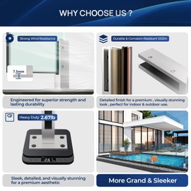 Double-Sided Glass Railing Spigot by LukLoy, Heavy Duty 2.67LB Wind-Resistant Glass Spigots SS304 Glass Railing System for Home Garden Stairs Balustrade Balcony(1 Pack, Brush End Spigot)