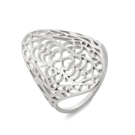 TEAMER Vintage Filigree Flower Ring Stainless Steel Elegant Flower Ring Wedding Band Ring for Women, Stainless Steel, unknow
