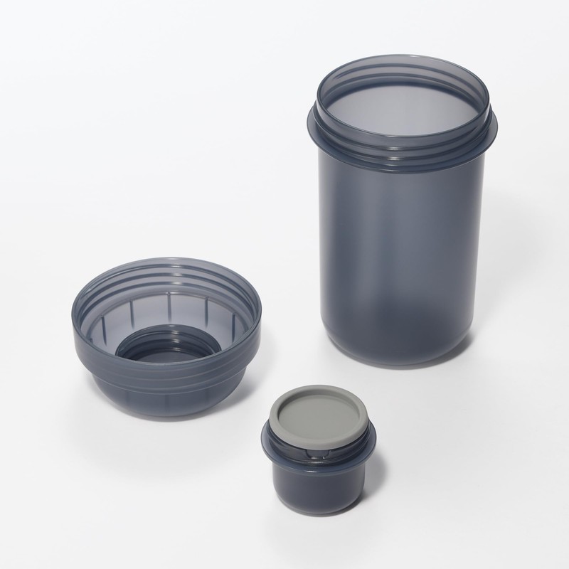 MUJI 84683879 Lunch Capsule with Topping Cup, Black, 15.7 fl