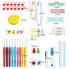 LOOEN Ergonomic Crochet Hooks, Crochet Hooks Set, Colorful Crochet Kit for Crochet Beginners (Set 2)