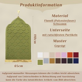 LAVAMOND Prayer Rug Prayer Rug Muslim Padded Muslim Prayer Rug Thick Fabric (Green)