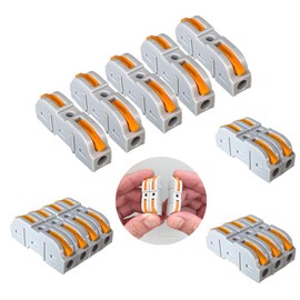 Aiqeer 26 Pcs SPL-1 Lever-Nut Wire Connectors, 1 in 1 out 2 Ports Conductor Compact Wire Connectors, Cable Clamp Terminal Block Quick Spring Connector (Free Combination)