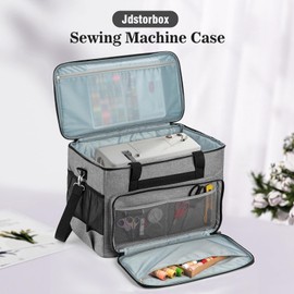 Jdstorbox Sewing Machine Carrying Case,Sewing Accessories Organizer With Removable Padding,Tote Bag With Multiple Storage Pockets、Shoulder Strap,Craft Supplies Organizer,Travel Bag (Grey)