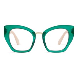 AMOMOMA Oversized Cat Eye Reading Glasses for Women, Blue Light Big Frame Spring Hinge Readers AM6087C2 0.0