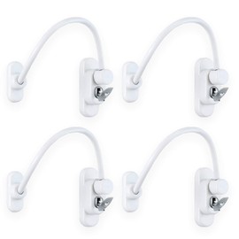 XFORT® 4 Pack White Lockable Window Restrictor with Key, 20cm Cable Length Restricts Windows to 100mm Opening to Prevent Injury Or Burglary, Durable Window Lock for Child Safety and Protection.