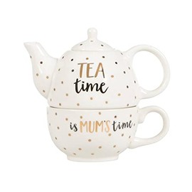 Sass and Belle Metallic Monochrome Mum Tea Time Teapot For One (Black/White/Gold)