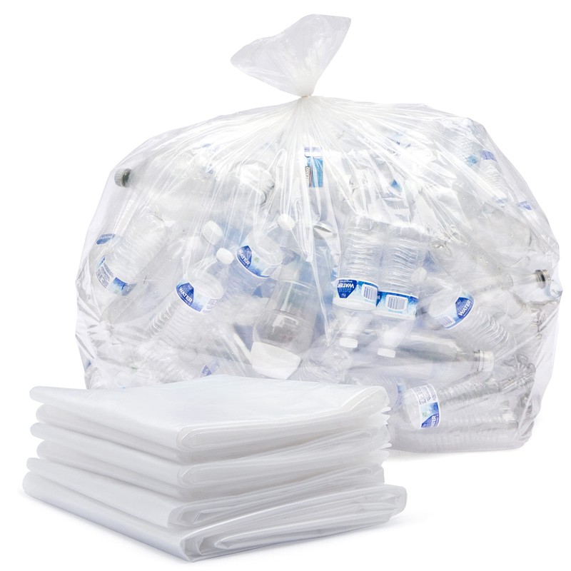 65 Gallon Clear Trash Bags Heavy Duty (MegaPack 50 Bags