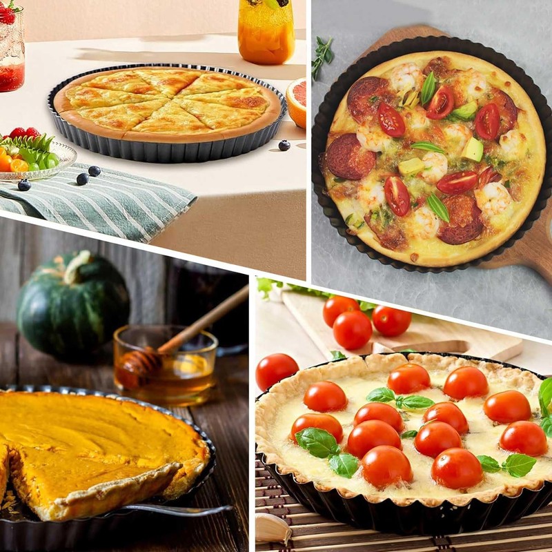hzbaiyi 8 inch Quiche Pan, 22cm Non-Stick Deep Pie Pans