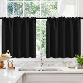 Deconovo Blackout Curtains for Bedroom–Thermal Insulated, Noise-Reducing, Energy-Efficient Drapes for Privacy & Soundproofing–Ideal for Parents, Seniors–52W x 36L Inch, Black, 2 Panels