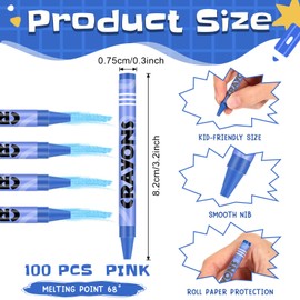 Tenceur 100 Pcs Single Color Crayons Bulk Crayons Coloring Party Favors Pastels Set for Adults Teacher Painting Classrooms Groups Party Art Gifts Supplies(Blue)