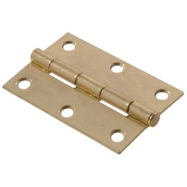 Hardware Essentials 852589 Light Narrow Door Hinges and Fixed Pin Brass 3" -2 pack