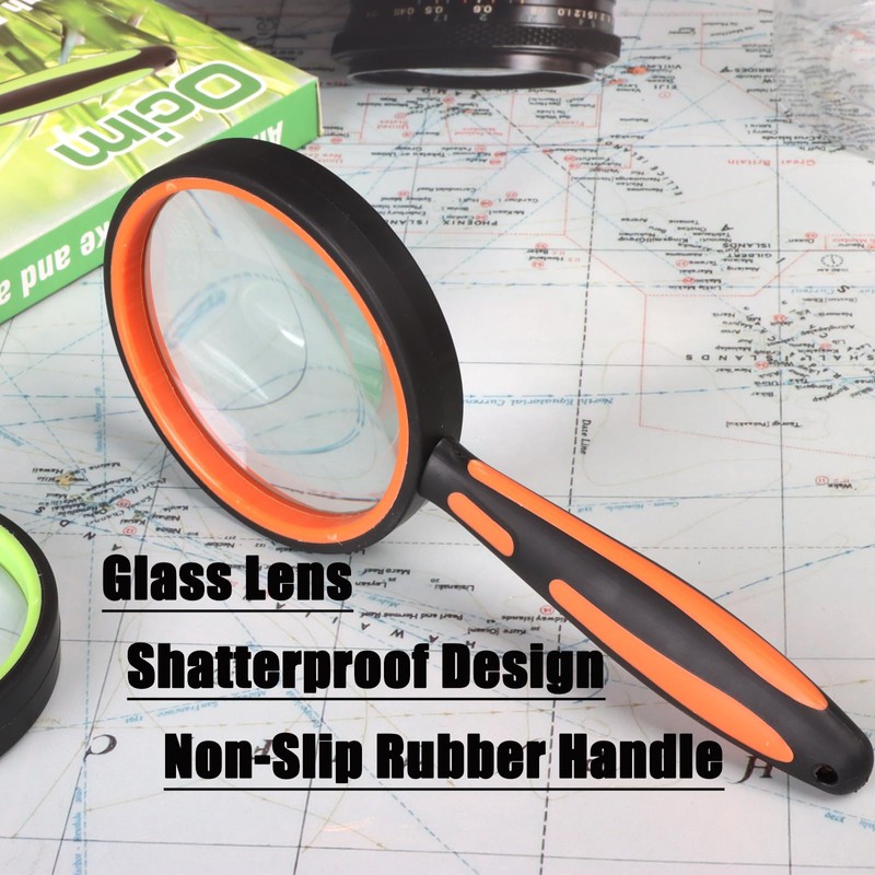 Ocim 2 Pack Magnifying Glass,Kids Magnifier Shatterproof,75mm 10X Lens with
