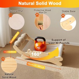 ERGTFVN 3-in-1 Cat Scratcher Bed for Indoor Cats Sisal Scratcher & Hammock Lounge with Solid Wooden Perch, No-Tip Stable Base for Large Cats ，Durable Cat Scratch Pad & Cat Furniture (Easy Assembly)