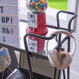 Linon Gina Silver Mid Century Bar Cart with Mirrored Shelves