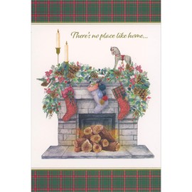 Pictura Overflowing Garland on Mantel of Fireplace Christmas Card for Mom and Dad