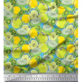 Soimoi Viscose Chiffon Fabric Lemon,Kiwi & Fresh Printed Craft Fabric by The metre 42 Inch Wide