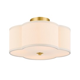 VONLUCE Semi Flush Mount Ceiling Light, 12.8" Ceiling Light Fixture with Four Leaf Clover-Shaped, 4-Light Modern Light Fixture for Bedroom Living Room Nursery Hallway, White Shade & Gold Finish