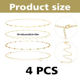 Pack of 4 Body Chain, Rivet Belt Women, Belly Chain, Gold, Adjustable Body Chains, Waist Beads, cooking oil, No Gemstone