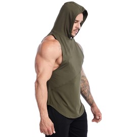 Magiftbox Mens Sleeveless Workout Hoodie Shirts Athletic Fitness Hooded Gym Tank Tops for Men T72_Green_US-L
