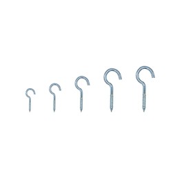 WEAXIO Pack of 100 Screw Hooks, 5 Sizes, Galvanised Metal Hook Screw, Ceiling Hooks, Cup Hooks, Self Tapping Eye Screws Hanger, Open Loop for Hanging Objects